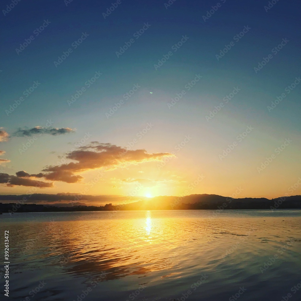 sunset over the sea 琵琶湖