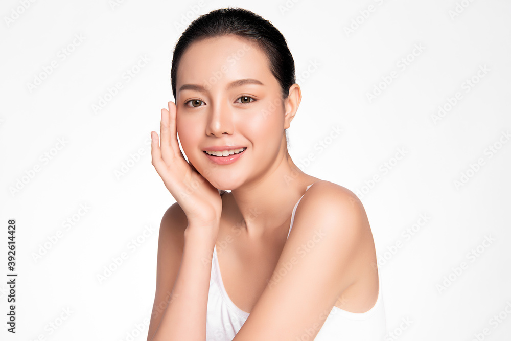 Beautiful young asian woman with clean fresh skin on white background, Face care, Facial treatment, Cosmetology, beauty and spa, Asian women portrait Beautiful young asian woman with clean fresh skin on white background, Face care, Facial treatment, Cosmetology, beauty and spa, Asian women portrait