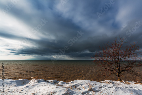 Winter landscape on the Ob river, Novosibirsk region