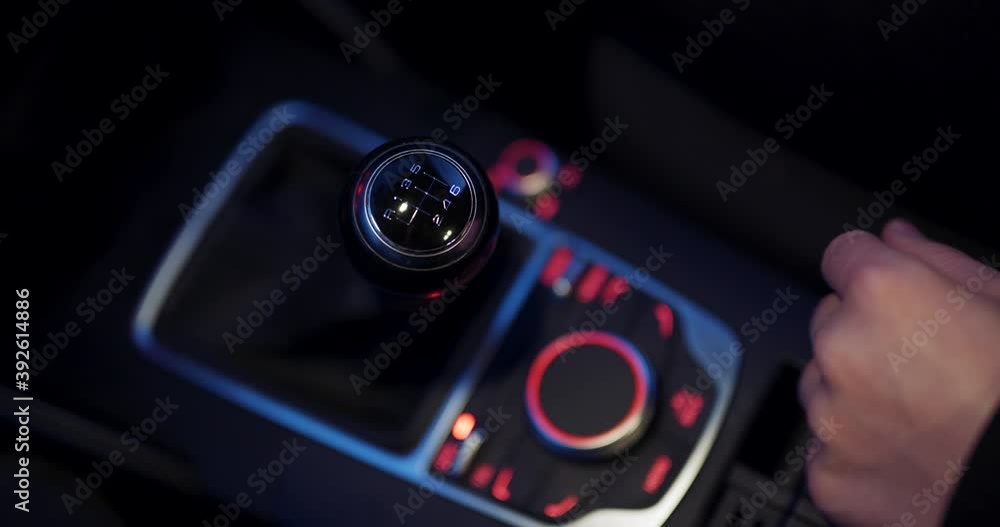 Shifting / changing gear in manual transmission car at night Shifting / changing gear in manual transmission car at night