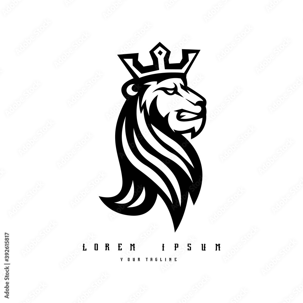 Black and white vector lion. used for logos and other graphic design