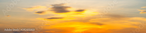 Panorama vivid sky.Panorama of a twilight sunset and colorful clouds - sunlight with dramatic cloud.