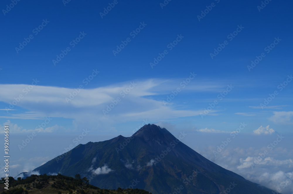 mountain and clouds