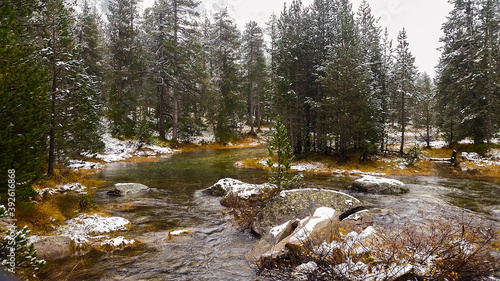 Aiguamog river surrounded by the first snow