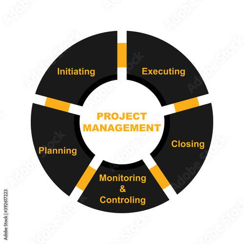 Diagram of Project Management with keywords. EPS 10 - isolated on white background
