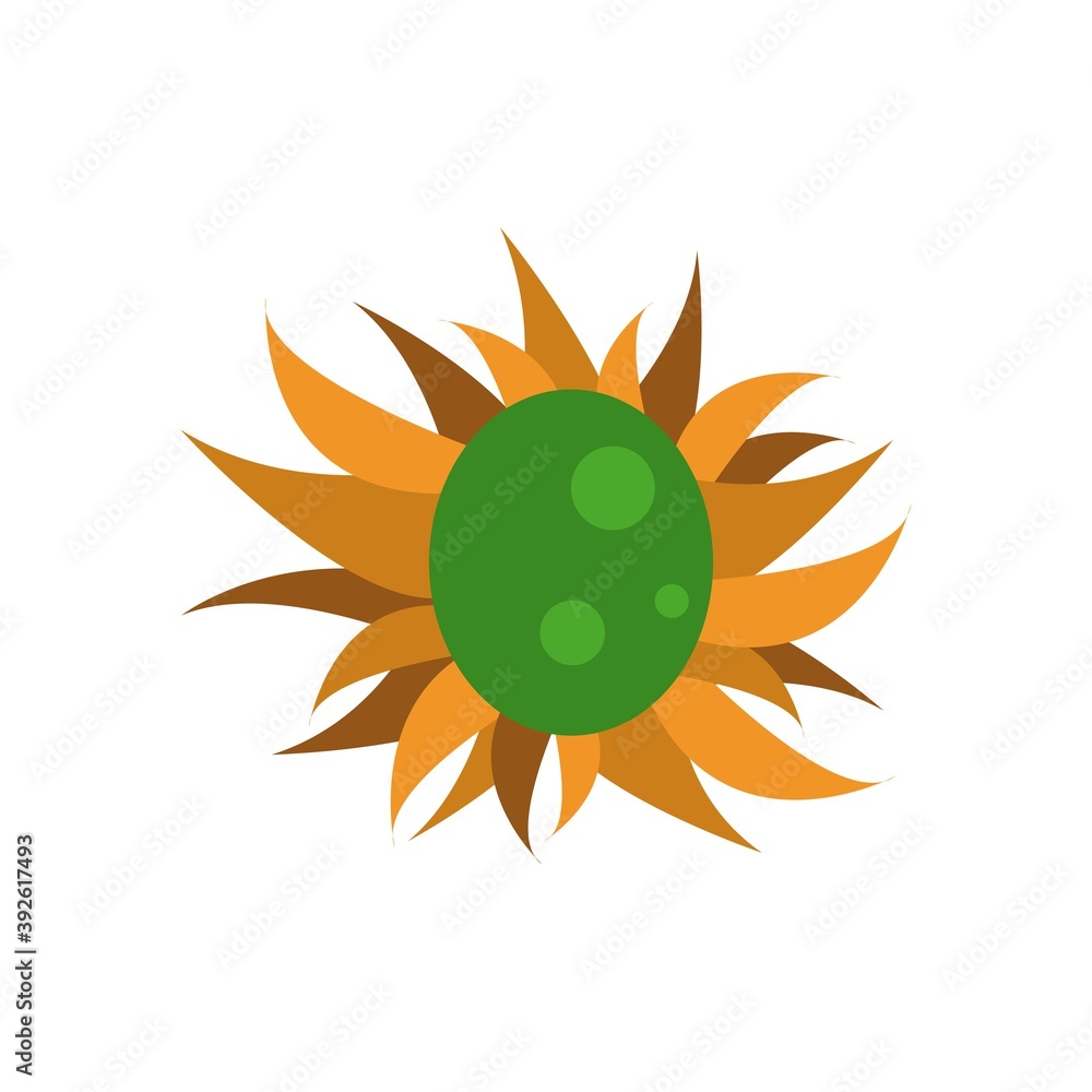 Naklejka premium Green dinosaur egg in a nest made of hay, for design, isolated on white background, vector illustration.