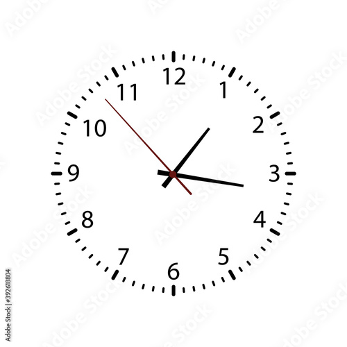 Clock face on white background. Vector illustration.