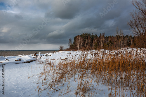 Winter landscape on the Ob river, Novosibirsk region