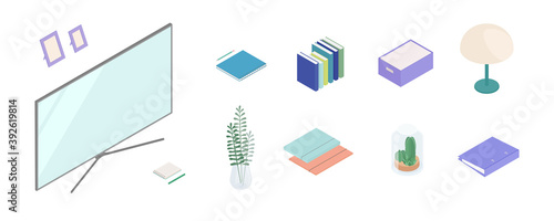 Wallpaper Mural Isometric television set. Isometric vector illustration in flat design. Working from home, office, doing homework, school.
 Torontodigital.ca
