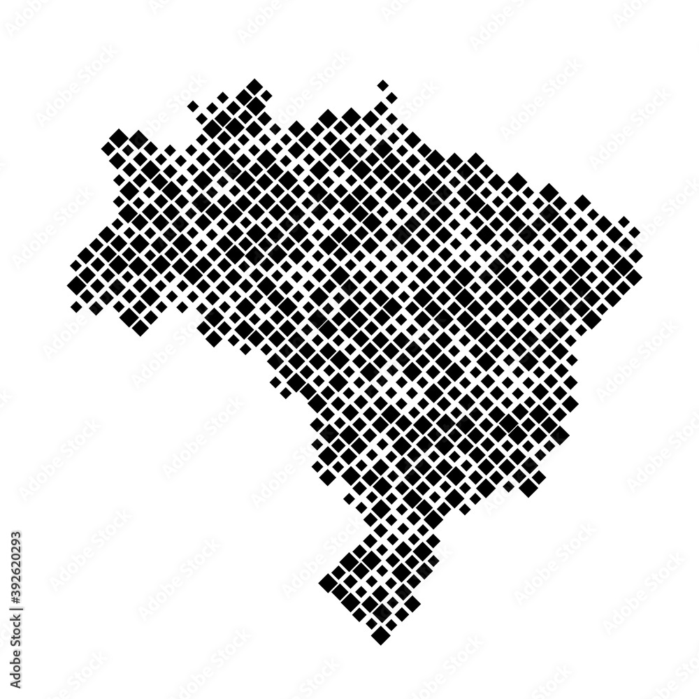 Brazil map from pattern of black rhombuses of different sizes. Vector illustration.