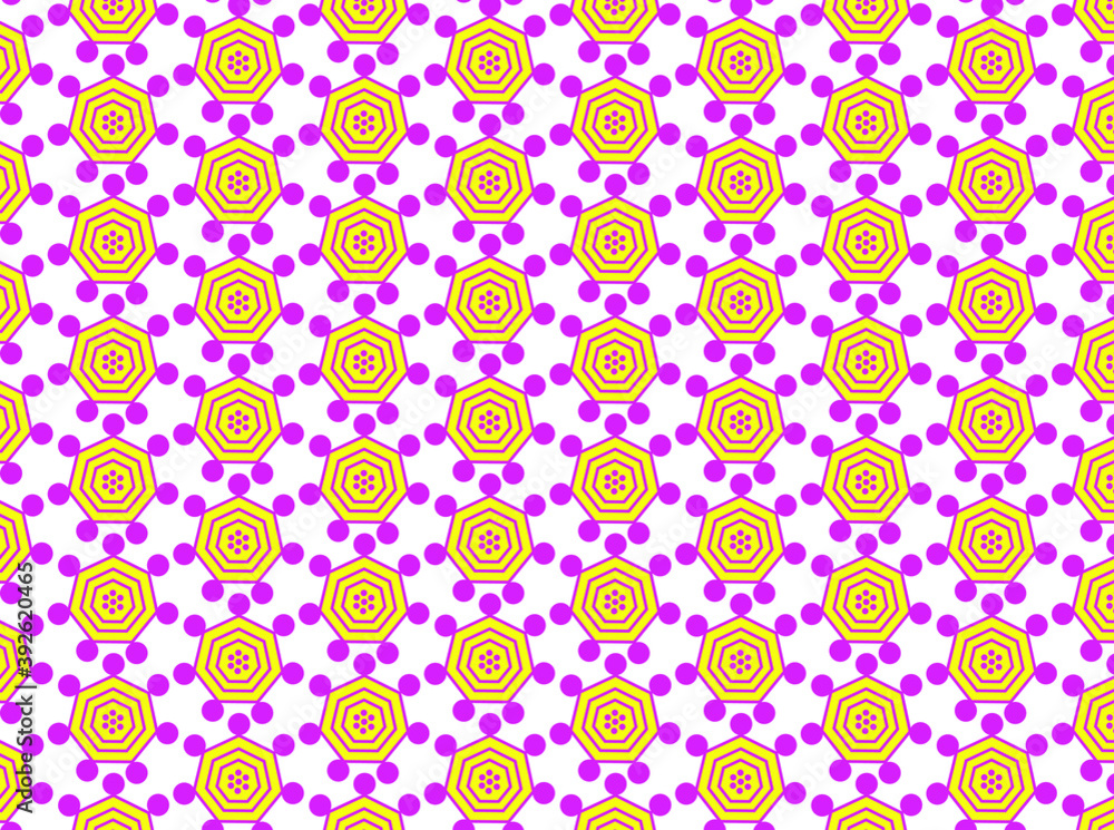 Pink and yellow color classic style pattern design on white background