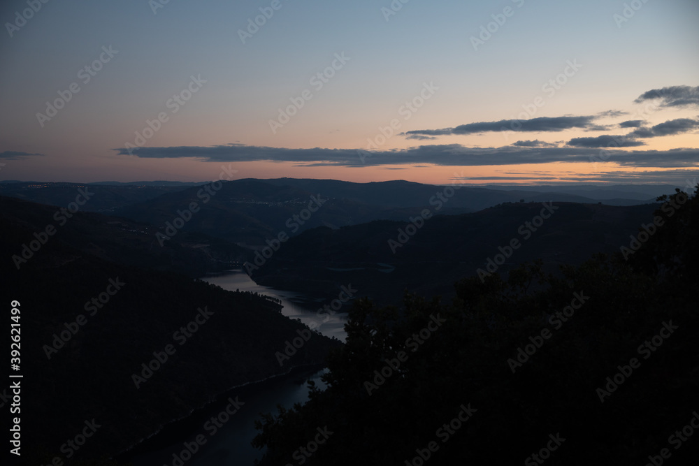 Sunset view from Miradouro de Ujo in Vale do Tua Sunset view from Miradouro de Ujo in Vale do Tua