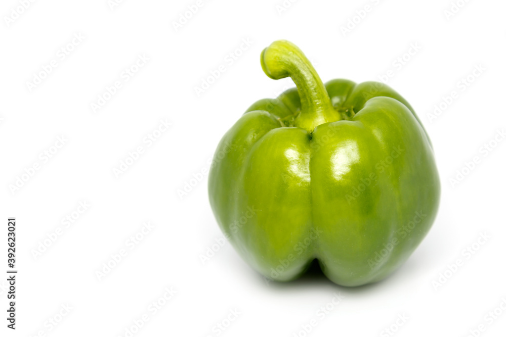 Green sweet pepper isolated on white background