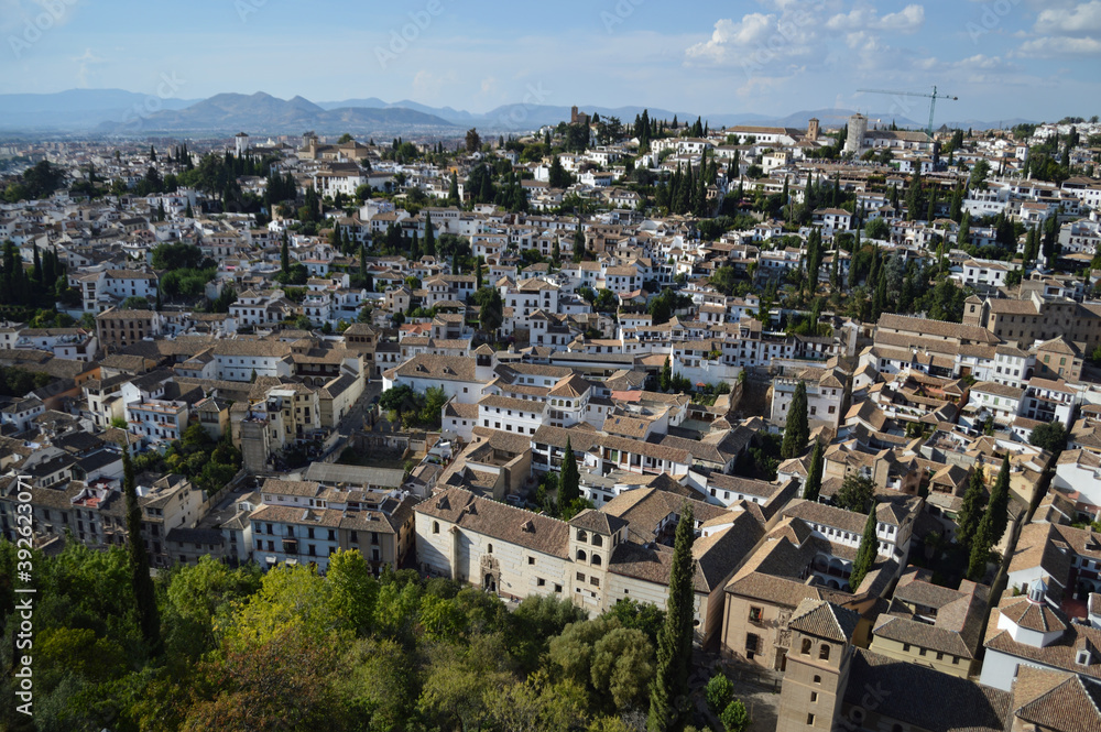 Albaycin Old Town Moorish Quarter Seen from the Alhambra in Granada, Spain