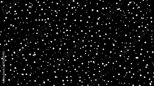 Abstract snowy white dots on a transparent background with alpha channel, stop motion animation effect photo