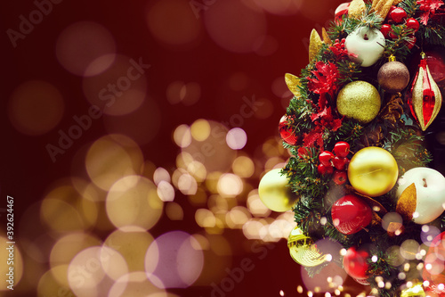 Closeup of Christmas-tree decorations  christmas tree and decorations christmas background