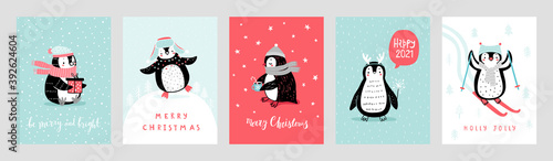 Christmas cards with Cute Llamas celebrating Christmas eve, handwritten letterings and other elements. Funny characters.