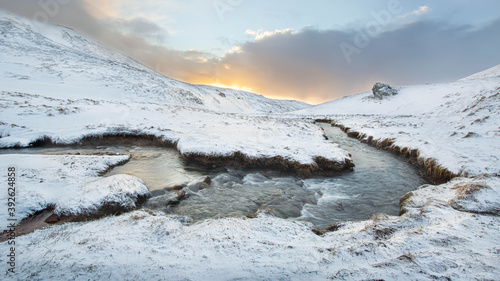 landscape in the mountains, hot spring