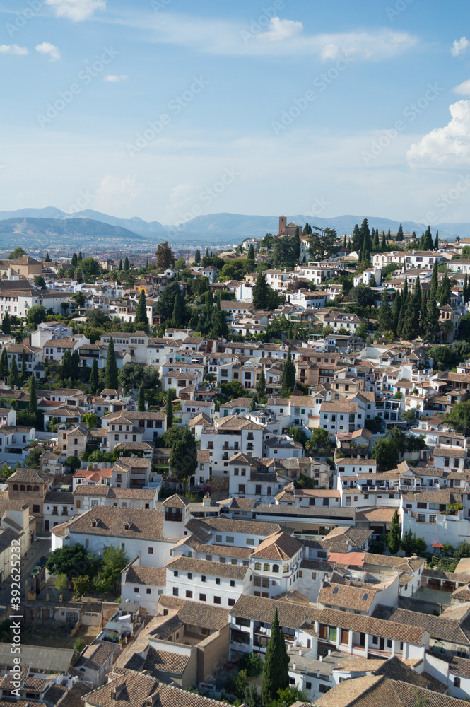 Albaycin Old Town Moorish Quarter Seen from the Alhambra in Granada, Spain