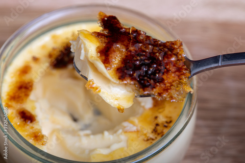 Crème brule on a teaspoon