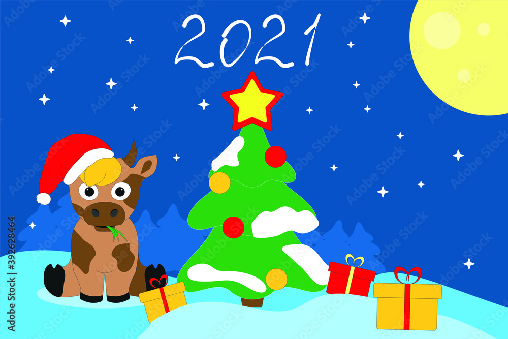 Cute bull Symbol of New Year 2021 Cute bull Symbol of New Year 2021