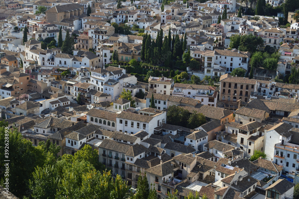 Albaycin Old Town Moorish Quarter Seen from the Alhambra in Granada, Spain