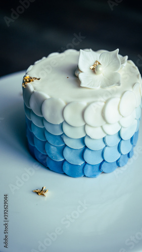 Wedding cake with blue colour