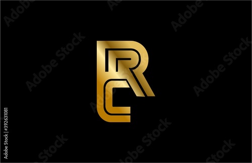 typography letter RC linked linear monogram gold design logo