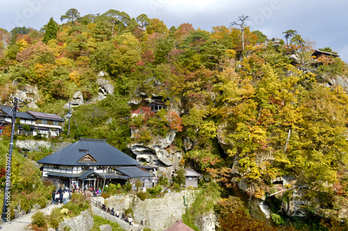 Yamagata, Japan: Yamadera temple in a mountain at Yamagata, Japan during autumn season. (November 6, 2016)