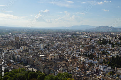 City Center of Granada Seen from the Alhambra, Spain