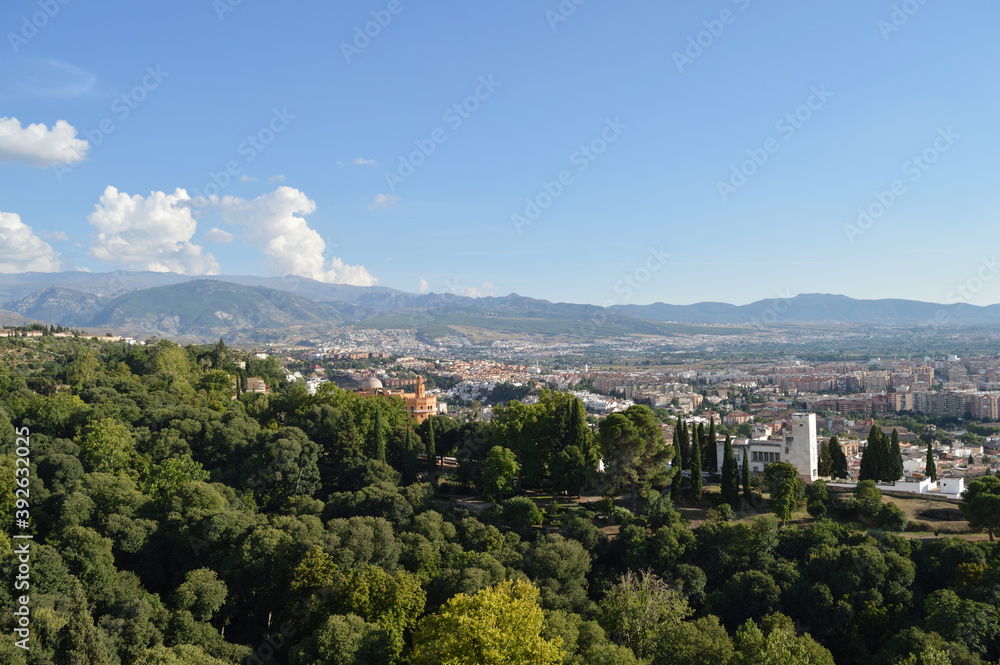 Granada and Sierra Nevada Mountain Range Seen from the Alhambra, Spain