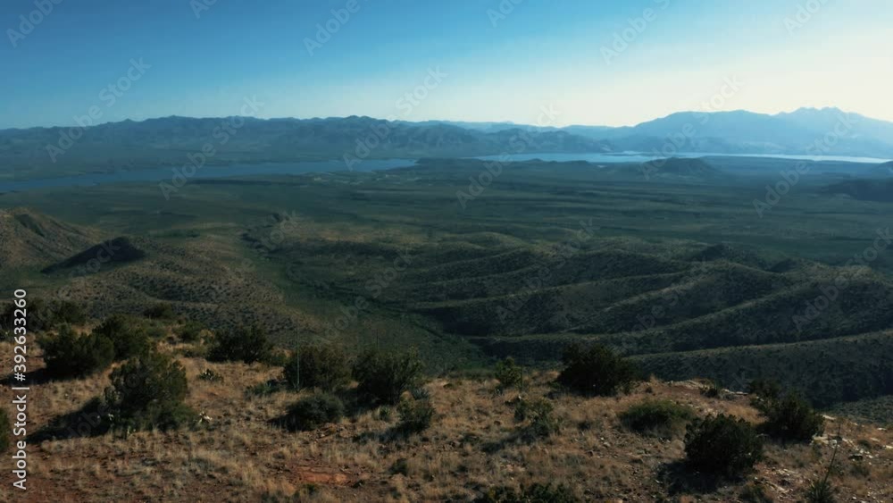 Aerial drone view of forests and cliffs at Theodor Roosevelt lake overlook in Tonto National Forest in Arizona, United States Aerial drone view of forests and cliffs at Theodor Roosevelt lake overlook in Tonto National Forest in Arizona, United States