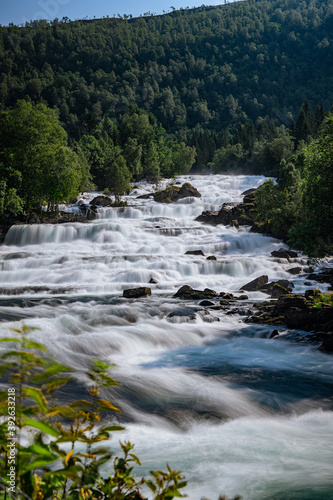Waterfall Vallestadfossen in southern Norway