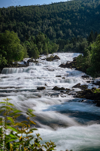 Waterfall Vallestadfossen in southern Norway photo