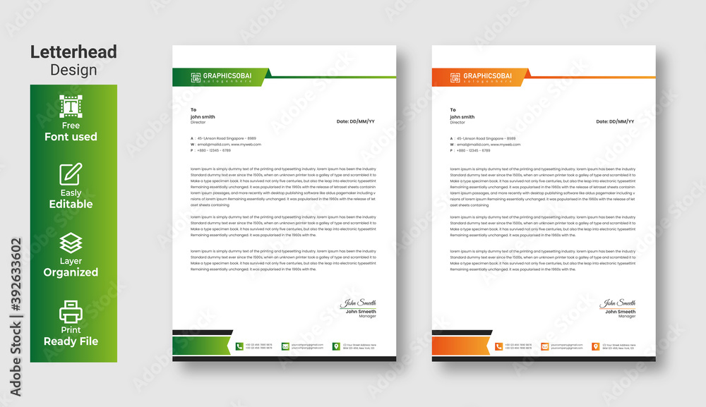 professional letterhead modern creative & clean business style letterhead bundle of your corporate project design.