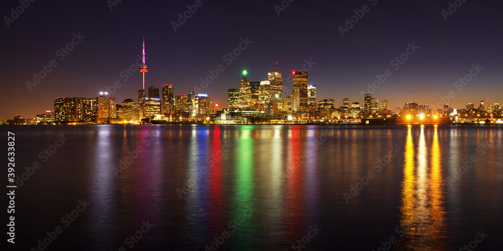 Toronto city skyline and buildings at Night, Ontario