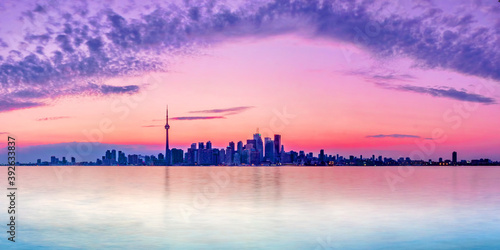 Photography Toronto Skyline with purple light - Toronto, Ontario