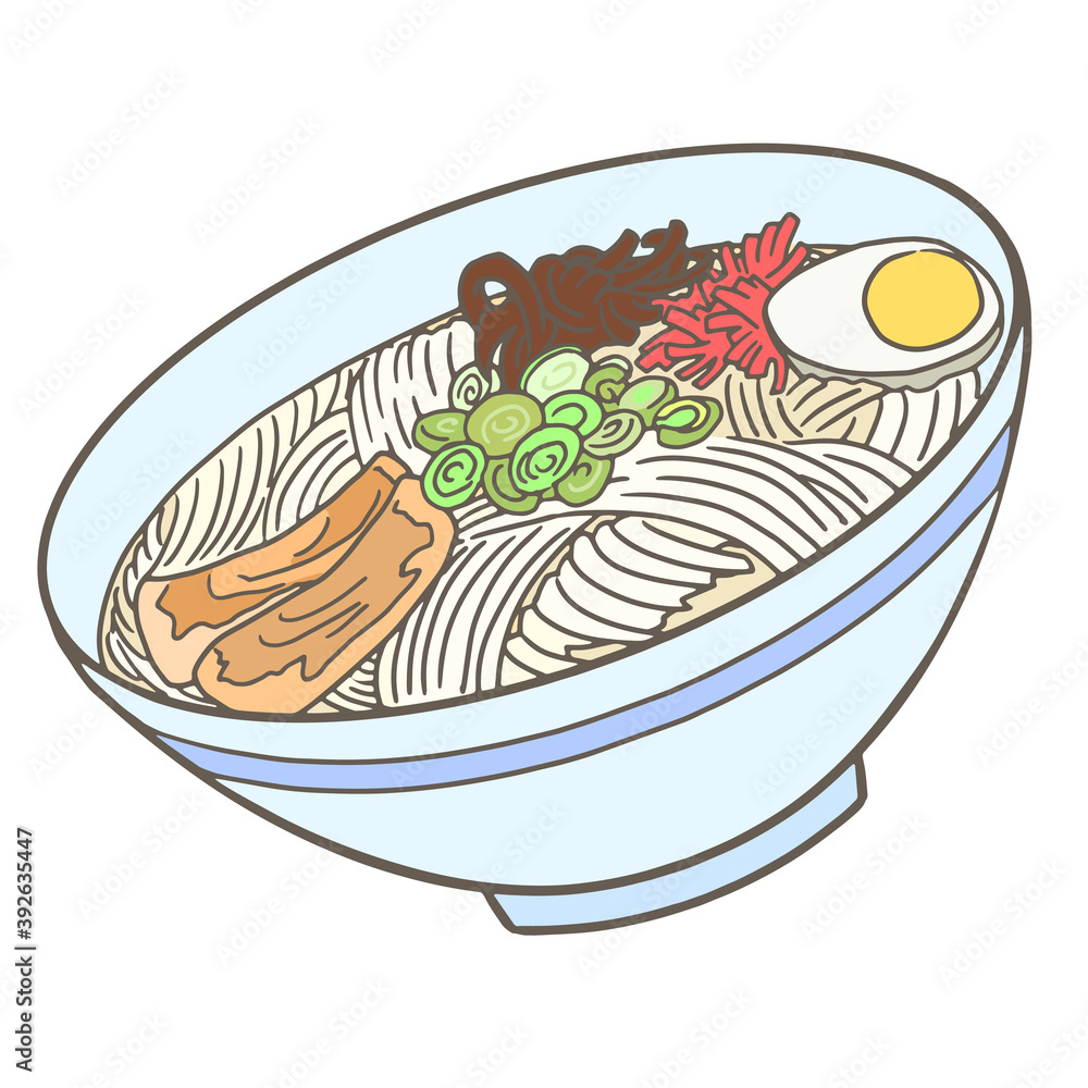 ジャンクフードのイラスト、ラーメン、カラー ジャンクフードのイラスト、ラーメン、カラー