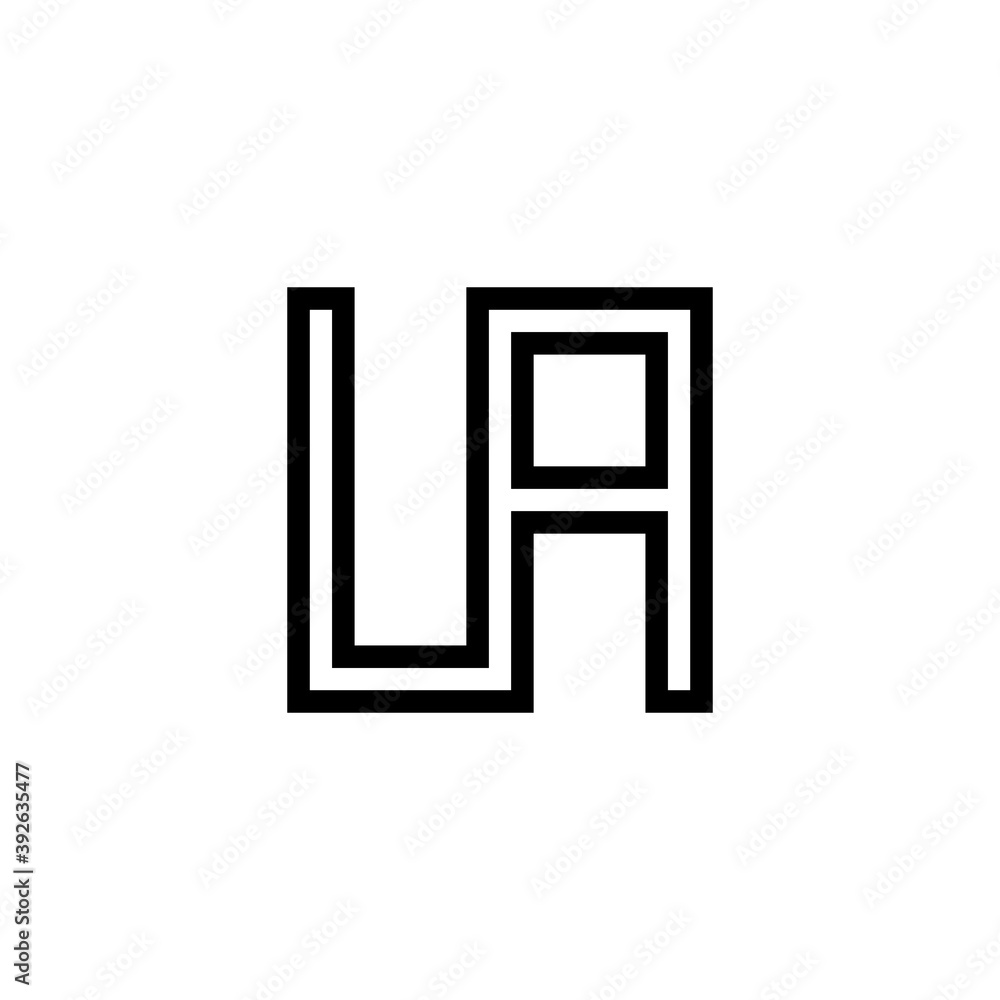 Black and white letter LA UA initial logo icon Black and white letter LA UA initial logo icon