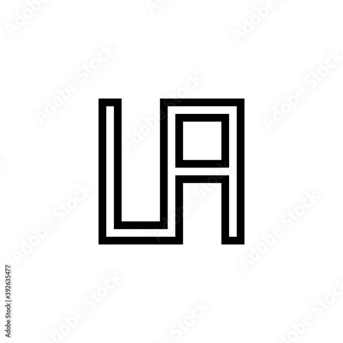 Black and white letter LA UA initial logo icon