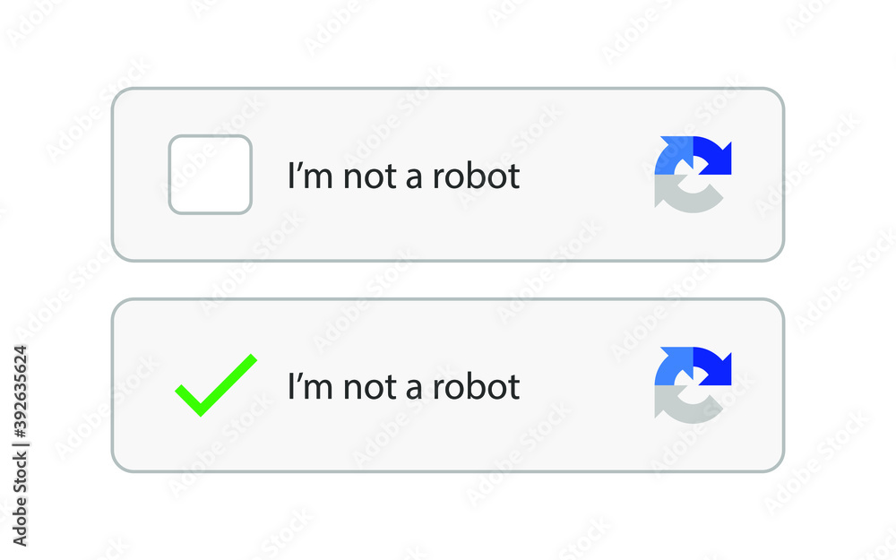 Website security form. I am not a robot captcha. Internet safety concept. Vector illustration. Website security form. I am not a robot captcha. Internet safety concept. Vector illustration.