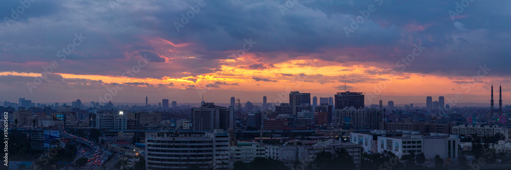 Sunset in Cairo Egypt  - Cityscape from Salah Salem -blue 