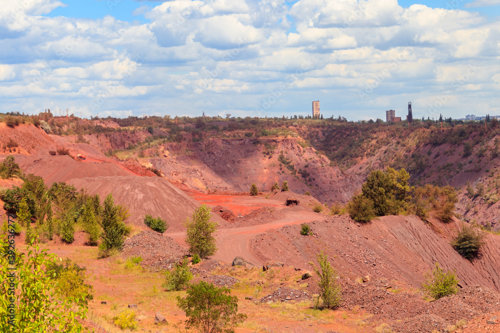 View of huge iron ore quarry in Kryvyi Rih, Ukraine. Open pit mining View of huge iron ore quarry in Kryvyi Rih, Ukraine. Open pit mining