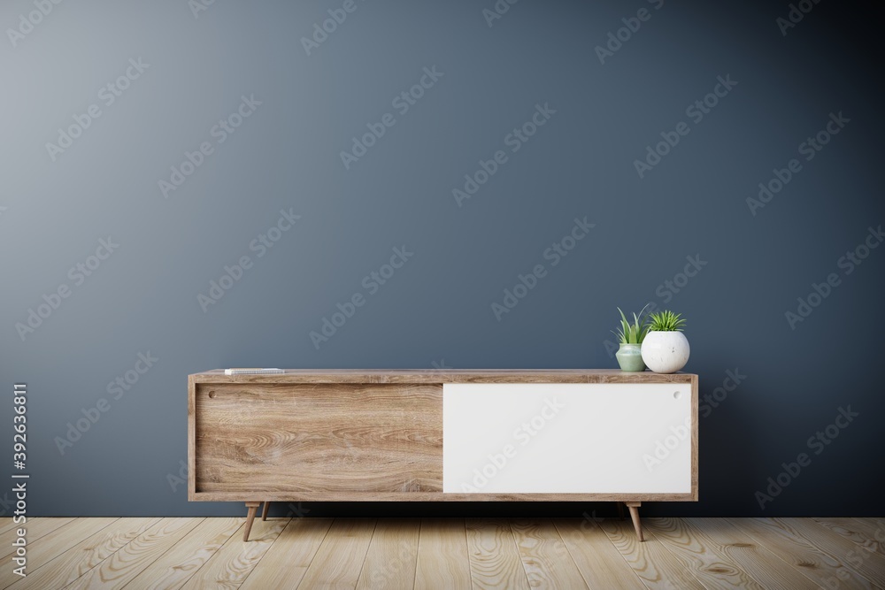 Tv cabinet in modern empty room,Dark wall. Tv cabinet in modern empty room,Dark wall.