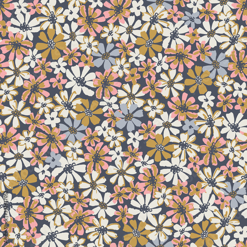 Cute small flowers pattern. Ditsy vector pattern. Seamless background. Print for textile, home decor, wallpaper, gift wrap.