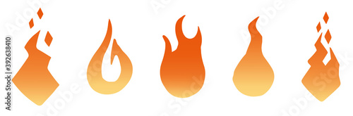 シンプルな火のイラスト　燃えるエフェクト　背景装飾セット