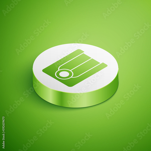 Isometric Dentures model icon isolated on green background. Dental concept. White circle button. Vector.