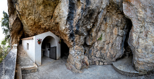 Eremo of Santa Sperandia at the end of a 430 steps path, San Severino Marche, Italy photo