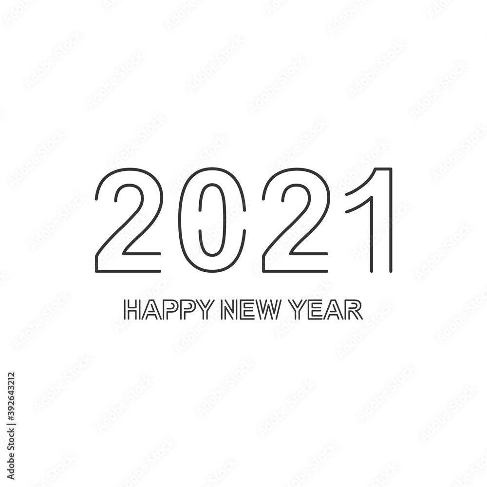Vector illustration of Happy New Year 2021. Poster line design. Vector illustration of Happy New Year 2021. Poster line design.