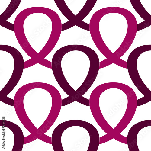 Bright seamless pattern with loop-shaped elements on a white background.